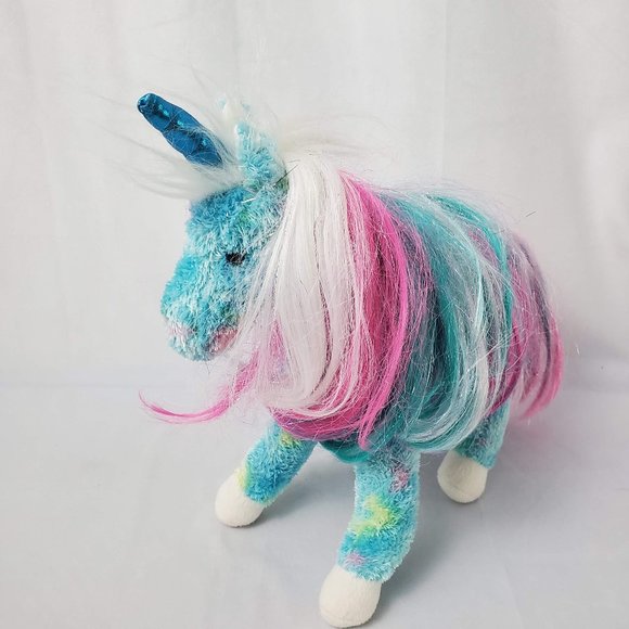 Douglas Cuddle Toy Sapphire Princess Unicorn Plush 769 Stuffed Blue Rainbow Mane - Picture 1 of 11